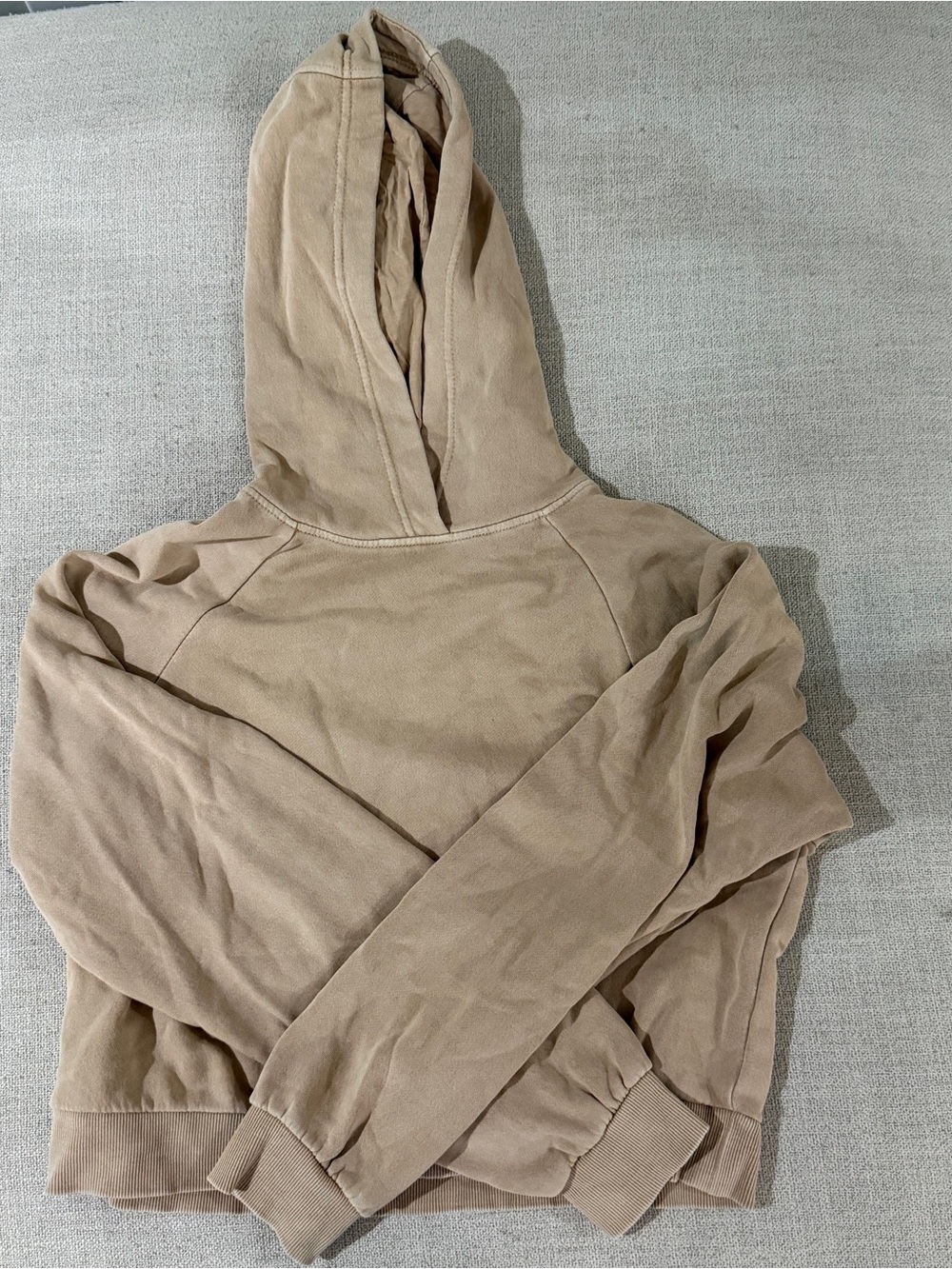 F21 Neutral Tan Hooded Pullover Sweatshirt